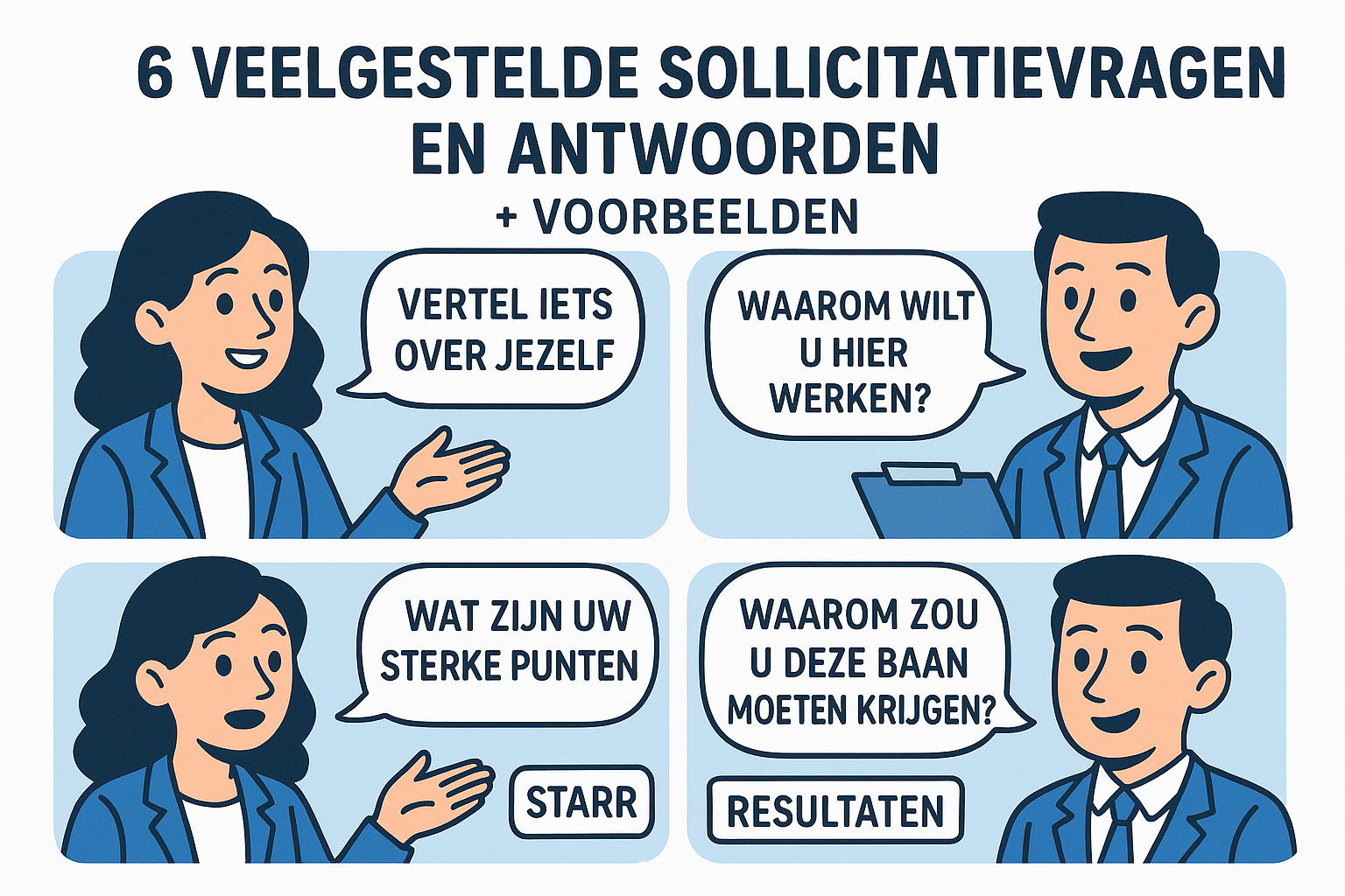 6 veelgestelde sollicitatievragen en antwoorden + voorbeelden