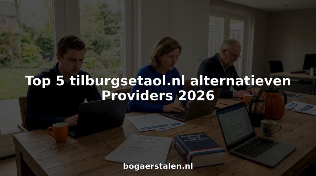 Professionals verdiepen zich op kantoor in lesmateriaal voor taalcursussen.