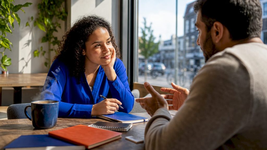 Twee experts op het gebied van interculturele communicatie in gesprek met elkaar