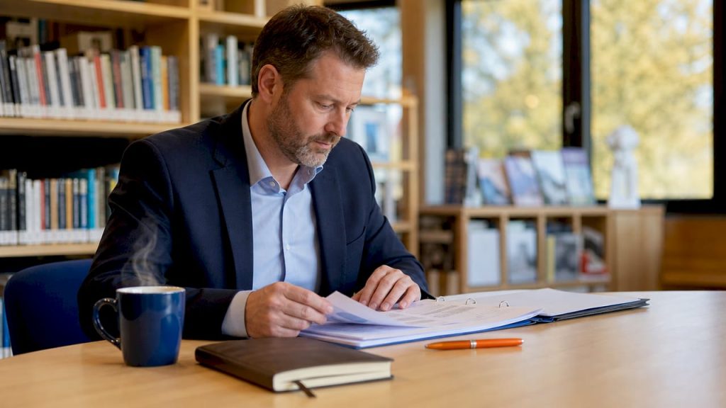 Een zakelijke professional houdt zich bezig met effectieve communicatie binnen het bedrijf.