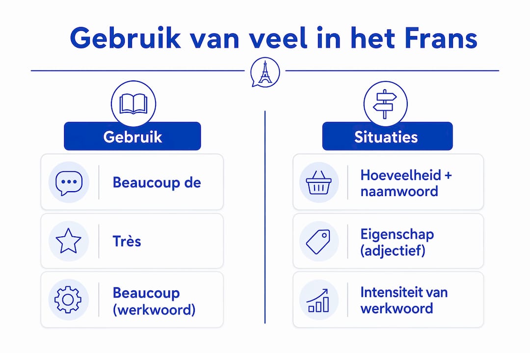 In deze infographic zie je hoe het Franse woord 'veel' wordt gebruikt.