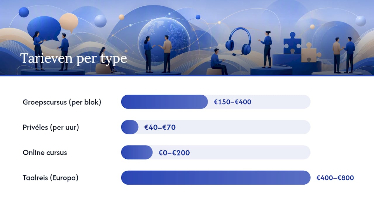 Overzicht van verschillende soorten taalcursussen en bijbehorende prijzen