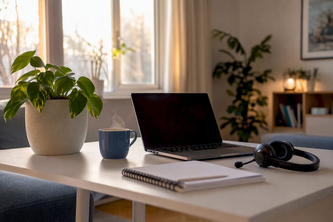 Rustige werkplek voor online blended taalcursus