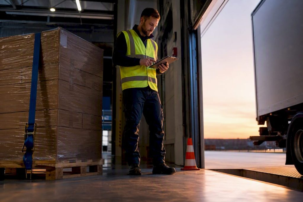 Logistiek medewerker controleert een zending bij het laadperron