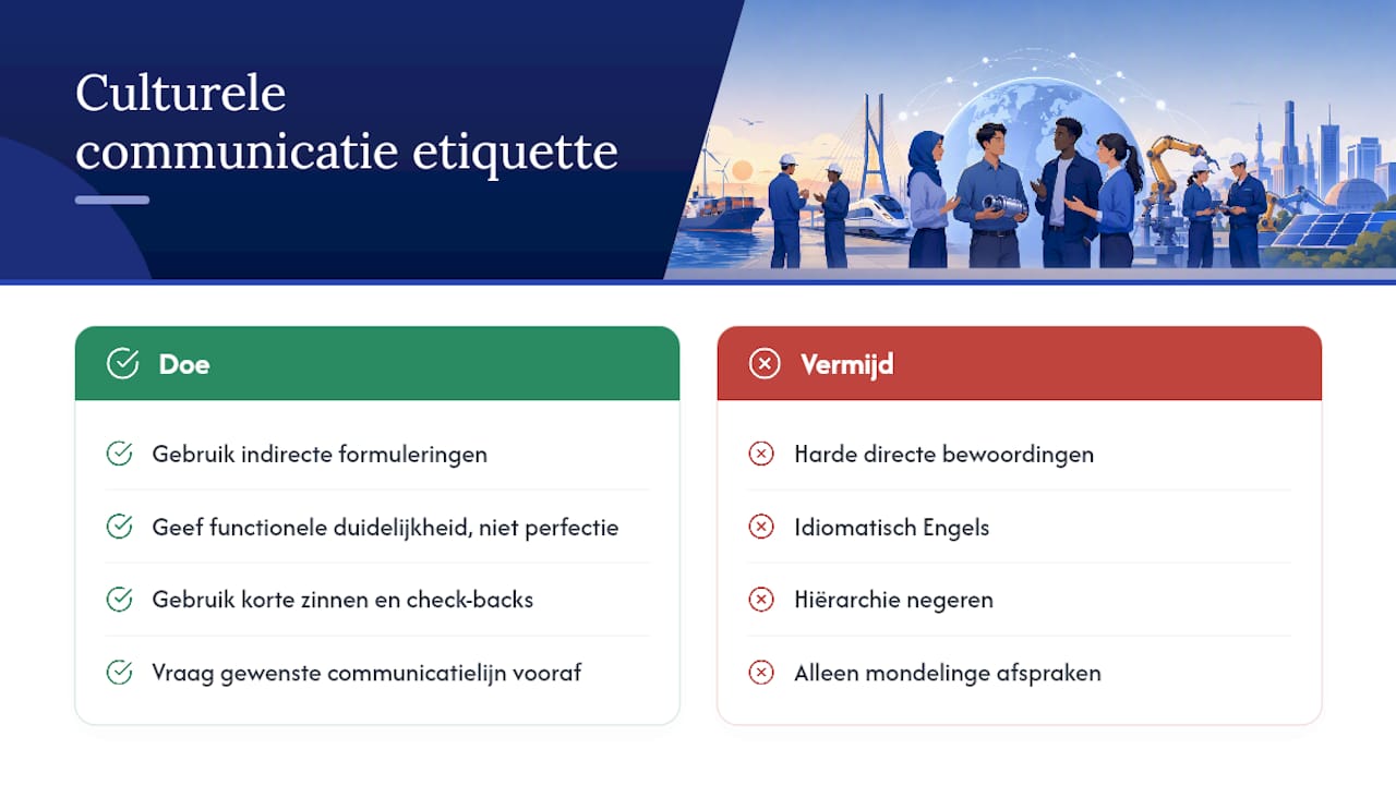 Culturele etiquette in internationale technische communicatie — overview diagram
