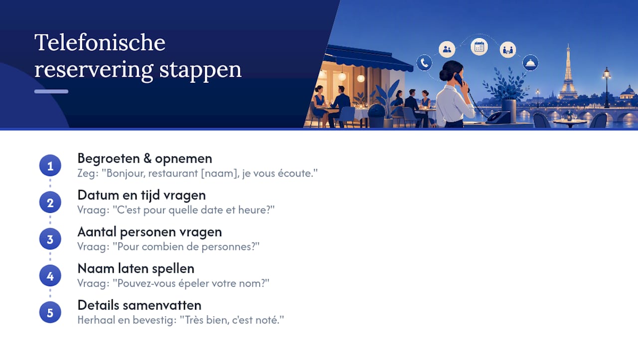 Stappen voor het telefonisch bevestigen van een reservering
