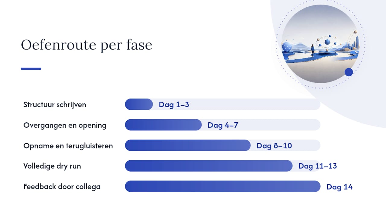 Voorbereiding en oefenvormen: van script tot dry run — overview diagram
