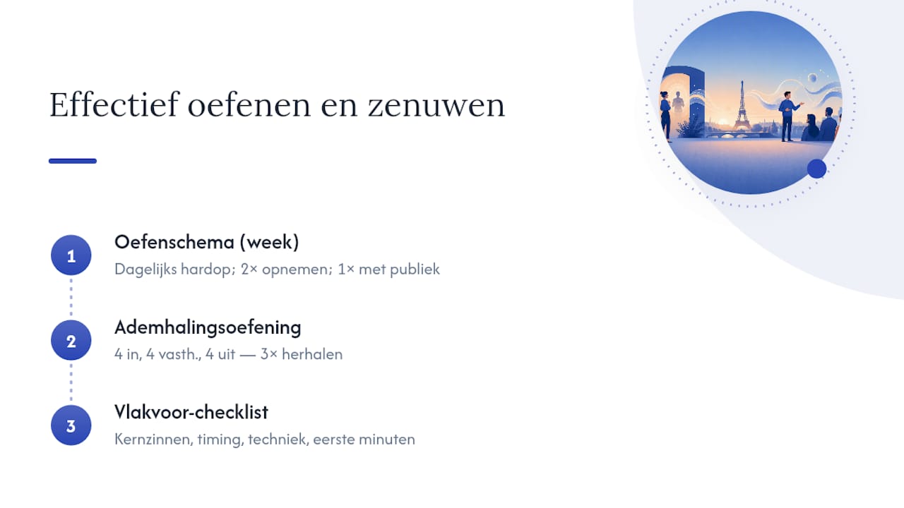 Hoe oefen je effectief en ga je om met zenuwen? — overview diagram