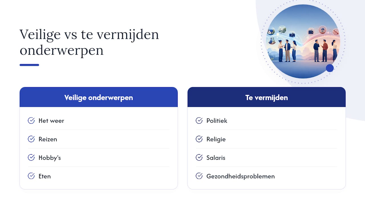 Veilige en risicovolle onderwerpen voor een Engels gesprekje