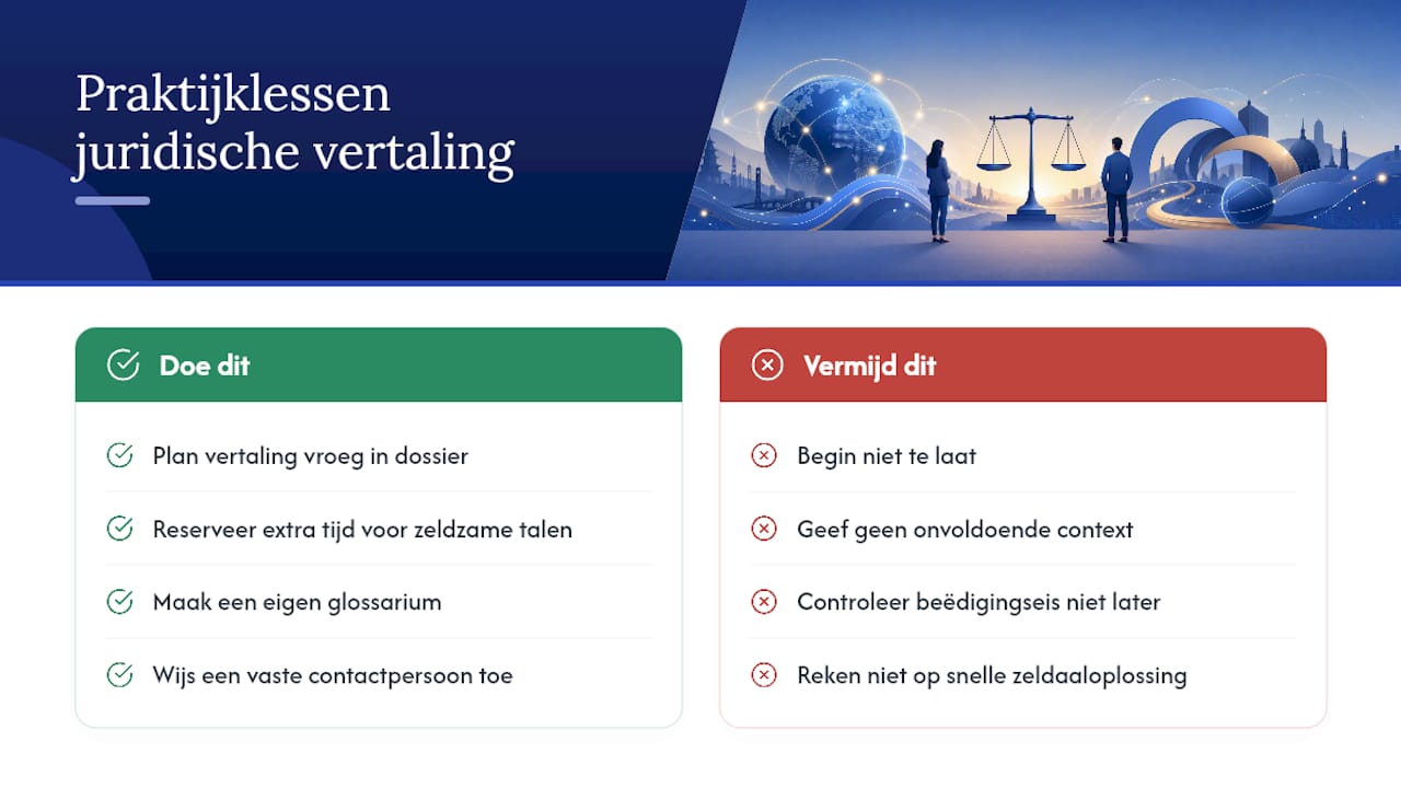 Wat de praktijk leert over juridische vertaling — overview diagram