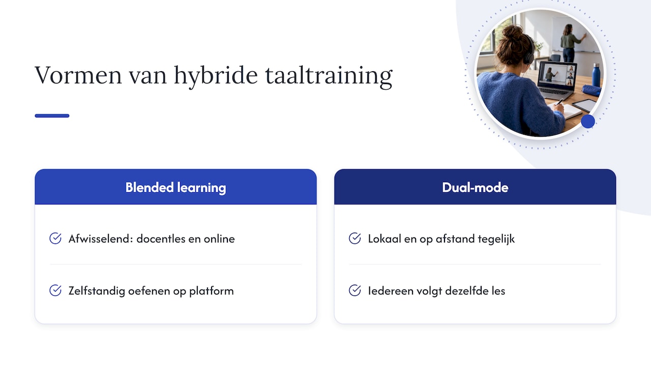 Verschil tussen blended learning en dual-mode