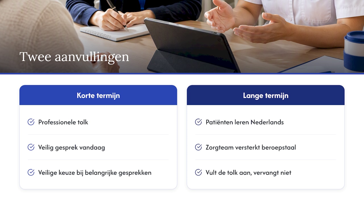 Korte en lange termijn van taalondersteuning in de zorg